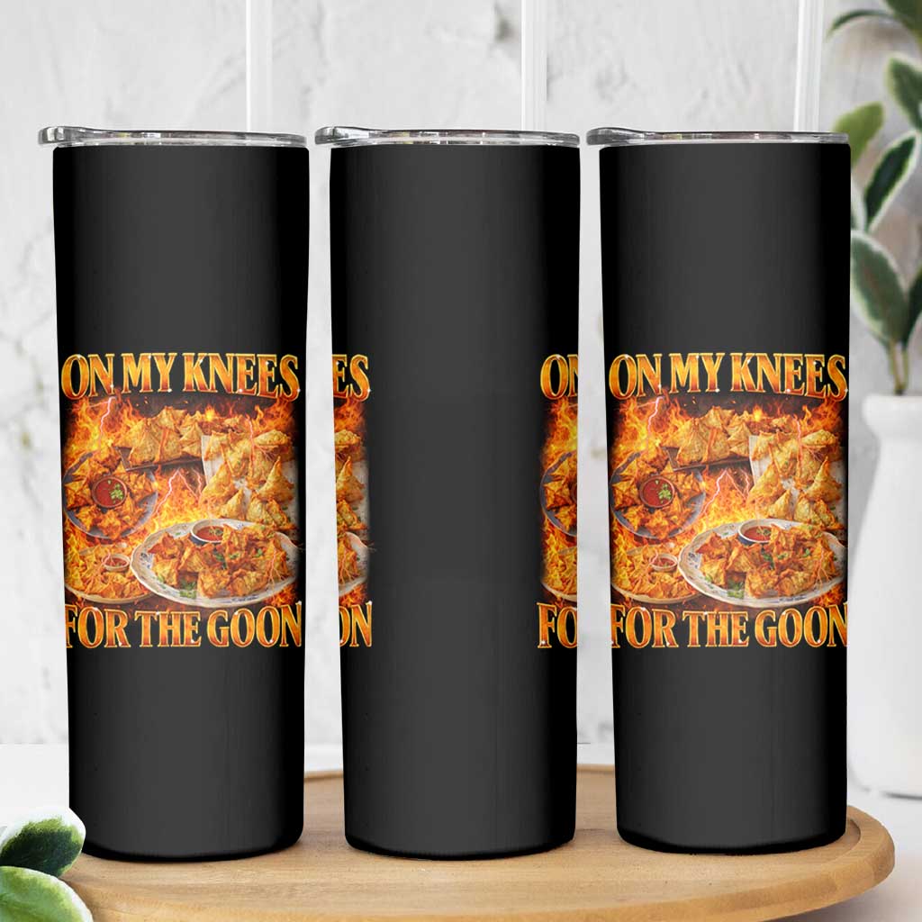 Funny Crab Rangoon Meme Skinny Tumbler Vintage 90s Style On My Knees Bootleg Graphic - Wonder Print Shop