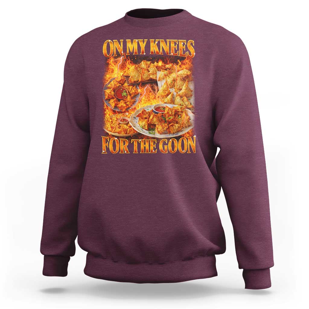 Funny Crab Rangoon Meme Sweatshirt Vintage 90s Style On My Knees Bootleg Graphic - Wonder Print Shop
