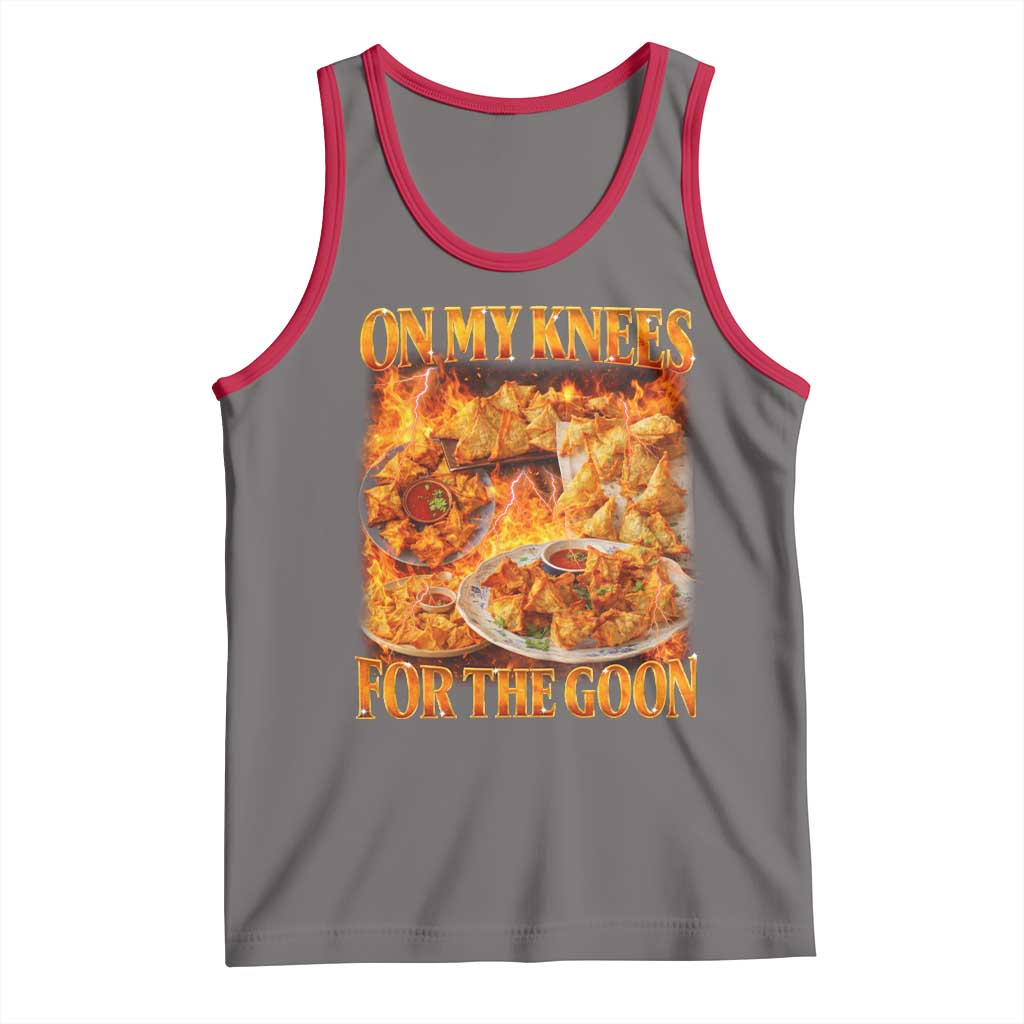 Funny Crab Rangoon Meme Tank Top Vintage 90s Style On My Knees Bootleg Graphic - Wonder Print Shop