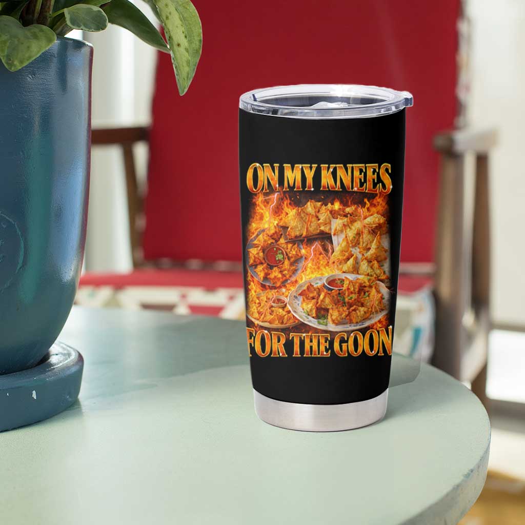 Funny Crab Rangoon Meme Tumbler Cup Vintage 90s Style On My Knees Bootleg Graphic - Wonder Print Shop