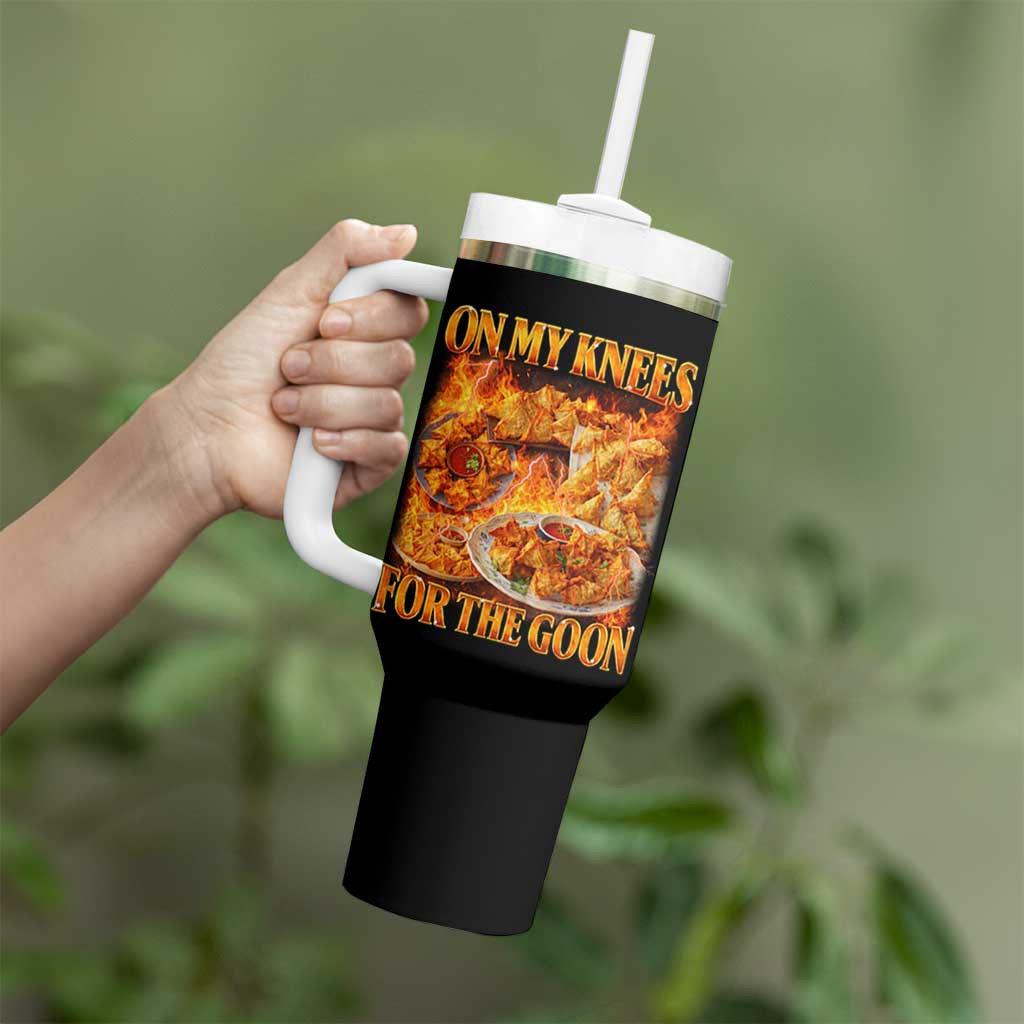 Funny Crab Rangoon Meme Tumbler With Handle Vintage 90s Style On My Knees Bootleg Graphic - Wonder Print Shop