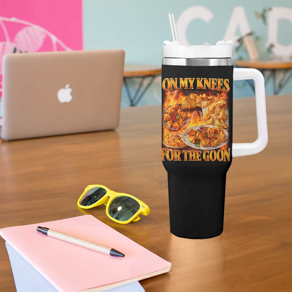 Funny Crab Rangoon Meme Tumbler With Handle Vintage 90s Style On My Knees Bootleg Graphic - Wonder Print Shop