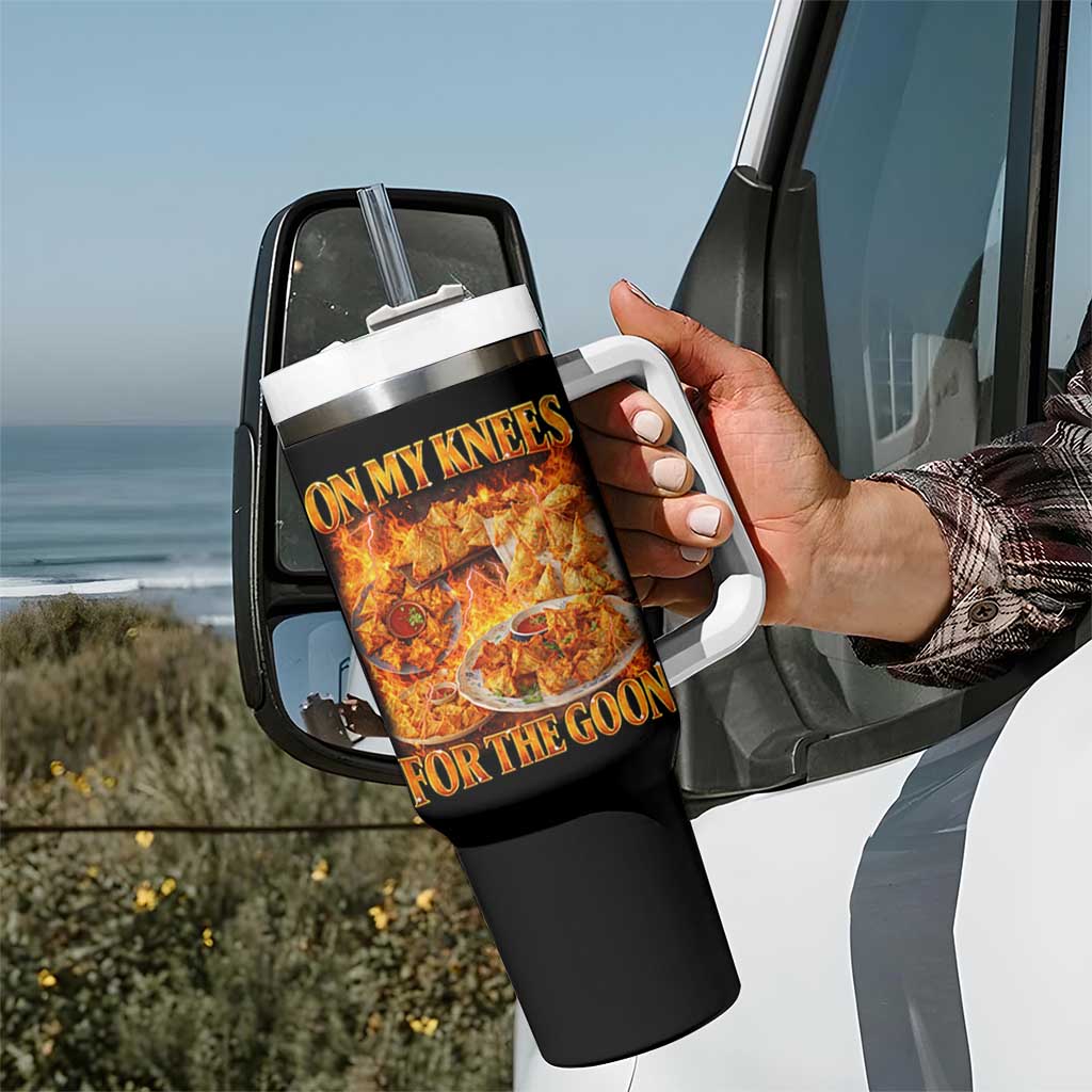 Funny Crab Rangoon Meme Tumbler With Handle Vintage 90s Style On My Knees Bootleg Graphic - Wonder Print Shop
