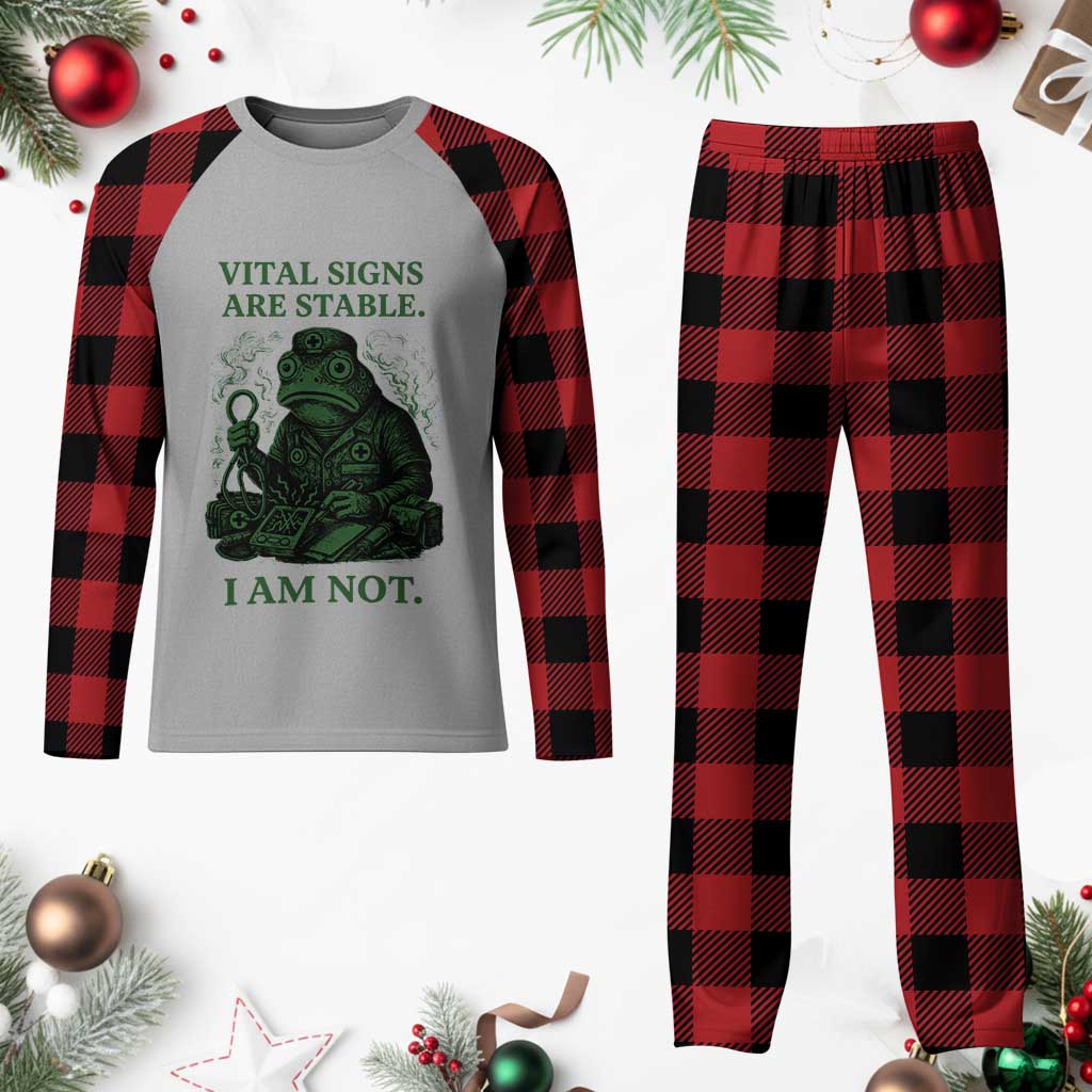 Frog Medic Plaid Pajama Set Funny Animal EMT Emergency Health Workers
