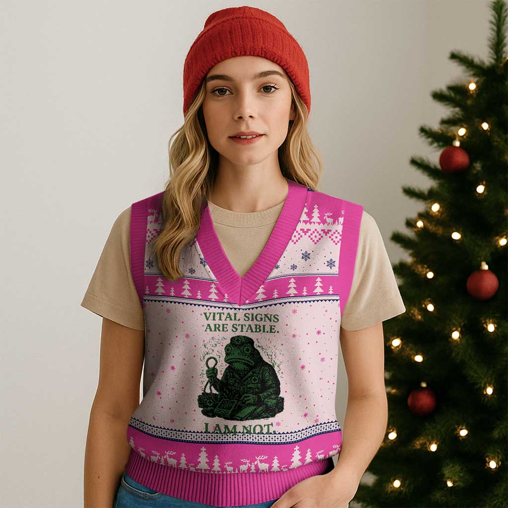 Frog Medic V-Neck Knit Sweater Vest Funny Animal EMT Emergency Health Workers
