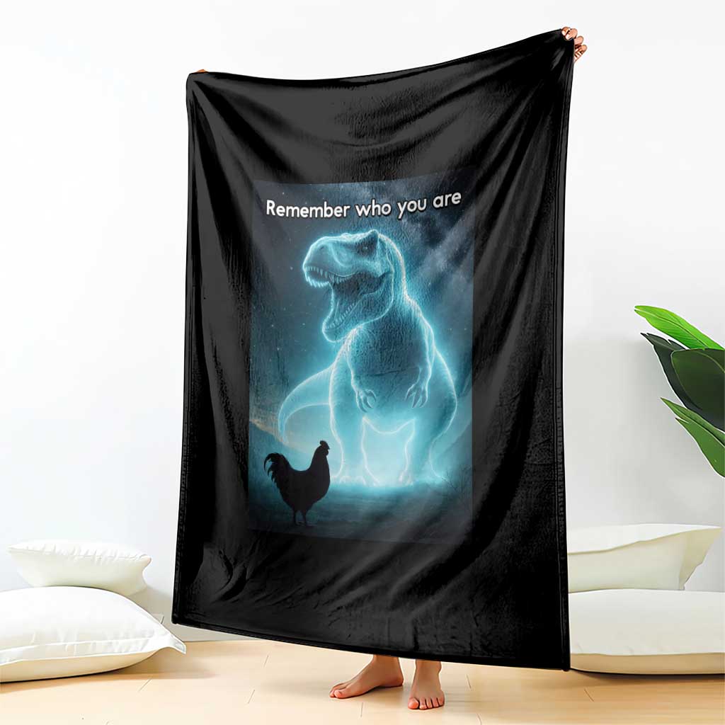 Remember Who You Are Throw Blanket Funny Evolution Joke Meme Chicken Dinosaur - Wonder Print Shop