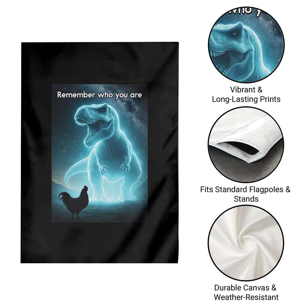 Remember Who You Are Garden Flag Funny Evolution Joke Meme Chicken Dinosaur - Wonder Print Shop