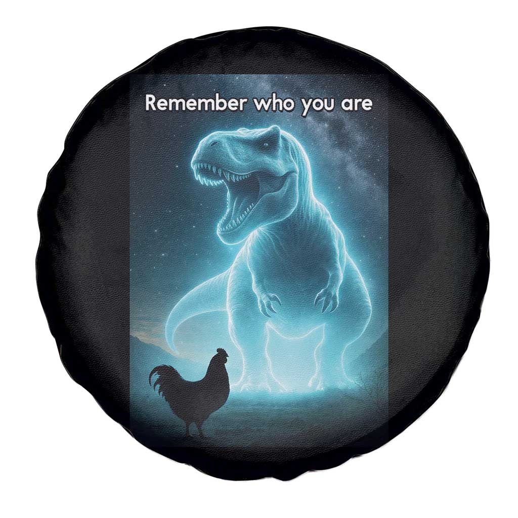 Remember Who You Are Spare Tire Cover Funny Evolution Joke Meme Chicken Dinosaur - Wonder Print Shop