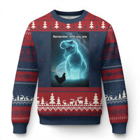 Remember Who You Are Ugly Christmas Sweater Funny Evolution Joke Meme Chicken Dinosaur - Wonder Print Shop