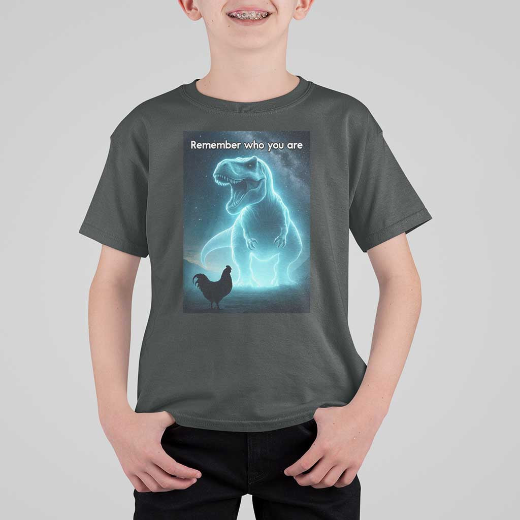 Remember Who You Are T Shirt For Kid Funny Evolution Joke Meme Chicken Dinosaur - Wonder Print Shop