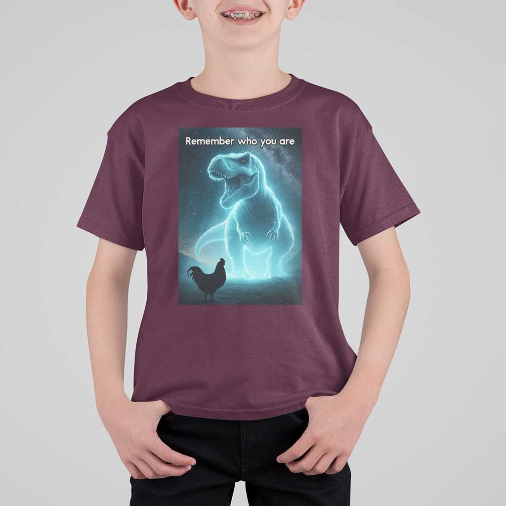 Remember Who You Are T Shirt For Kid Funny Evolution Joke Meme Chicken Dinosaur - Wonder Print Shop
