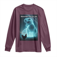 Remember Who You Are Long Sleeve Shirt Funny Evolution Joke Meme Chicken Dinosaur - Wonder Print Shop