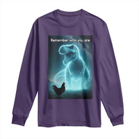 Remember Who You Are Long Sleeve Shirt Funny Evolution Joke Meme Chicken Dinosaur - Wonder Print Shop