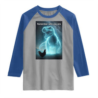 Remember Who You Are Raglan Shirt Funny Evolution Joke Meme Chicken Dinosaur - Wonder Print Shop
