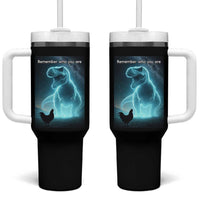Remember Who You Are Tumbler With Handle Funny Evolution Joke Meme Chicken Dinosaur - Wonder Print Shop