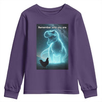 Remember Who You Are Youth Sweatshirt Funny Evolution Joke Meme Chicken Dinosaur - Wonder Print Shop
