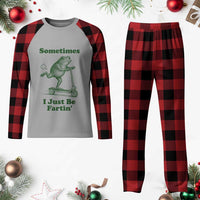 Sometimes I Just Be Fartin Plaid Pajama Set Vintage 90s Funny Frog Meme Unhinged Gag Gift - Wonder Print Shop