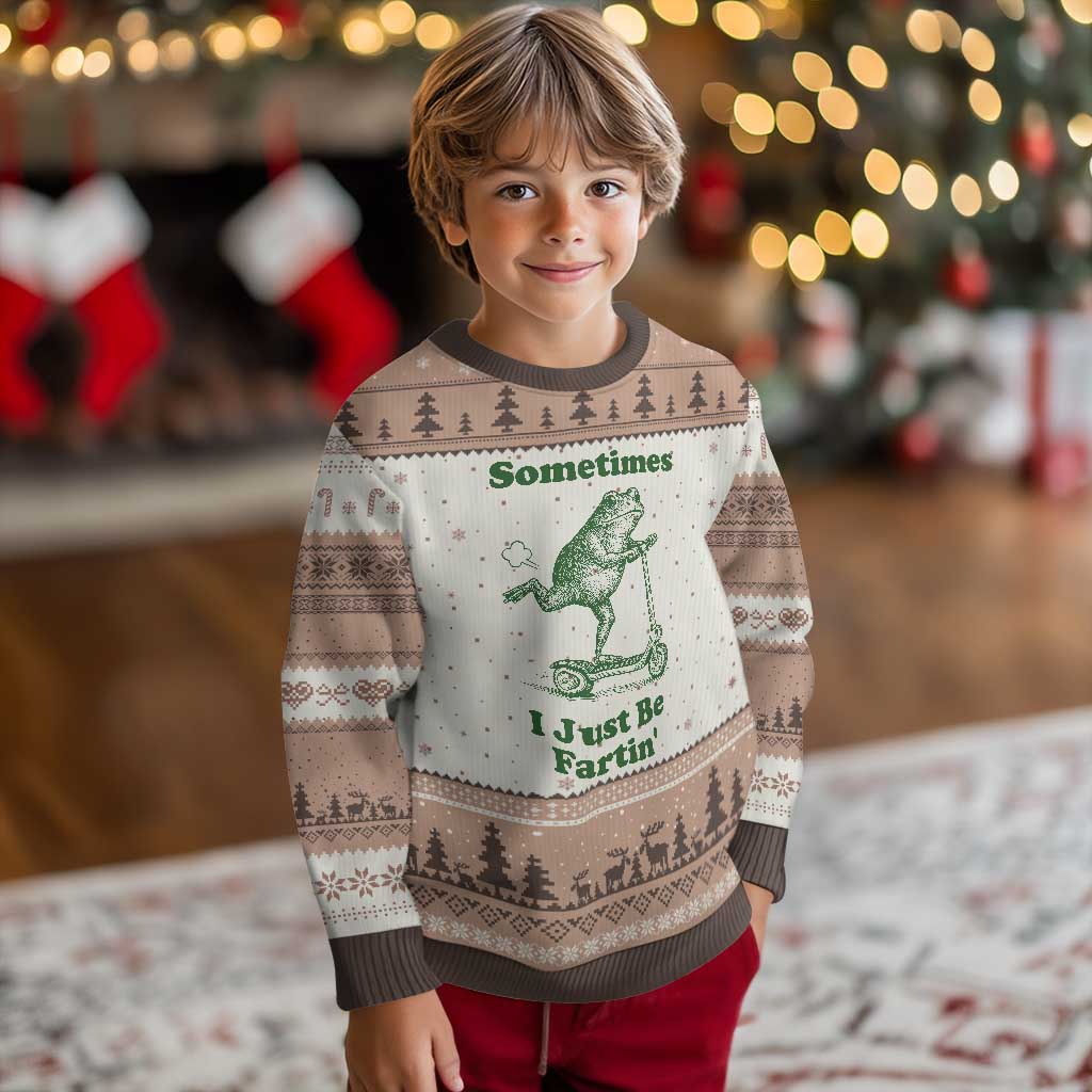 Sometimes I Just Be Fartin Ugly Christmas Sweater Vintage 90s Funny Frog Meme Unhinged Gag Gift - Wonder Print Shop