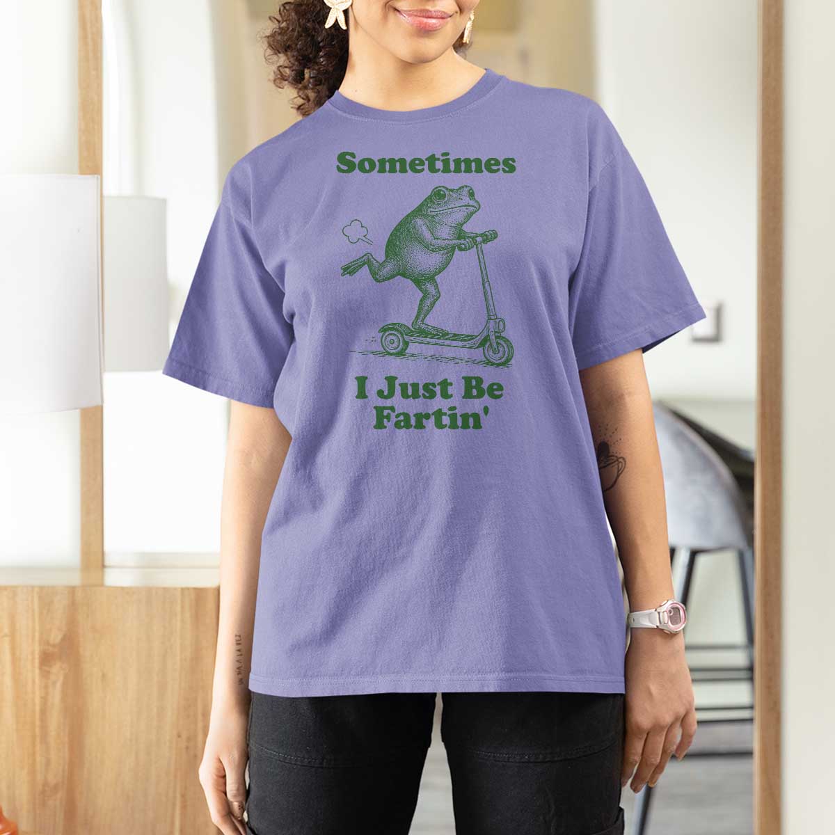 Sometimes I Just Be Fartin T Shirt For Women Vintage 90s Funny Frog Meme Unhinged Gag Gift - Wonder Print Shop