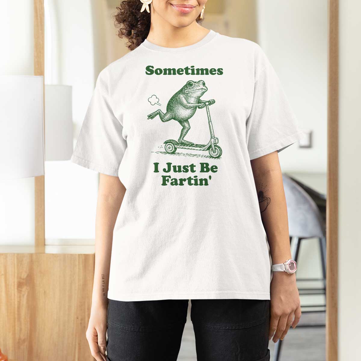 Sometimes I Just Be Fartin T Shirt For Women Vintage 90s Funny Frog Meme Unhinged Gag Gift - Wonder Print Shop