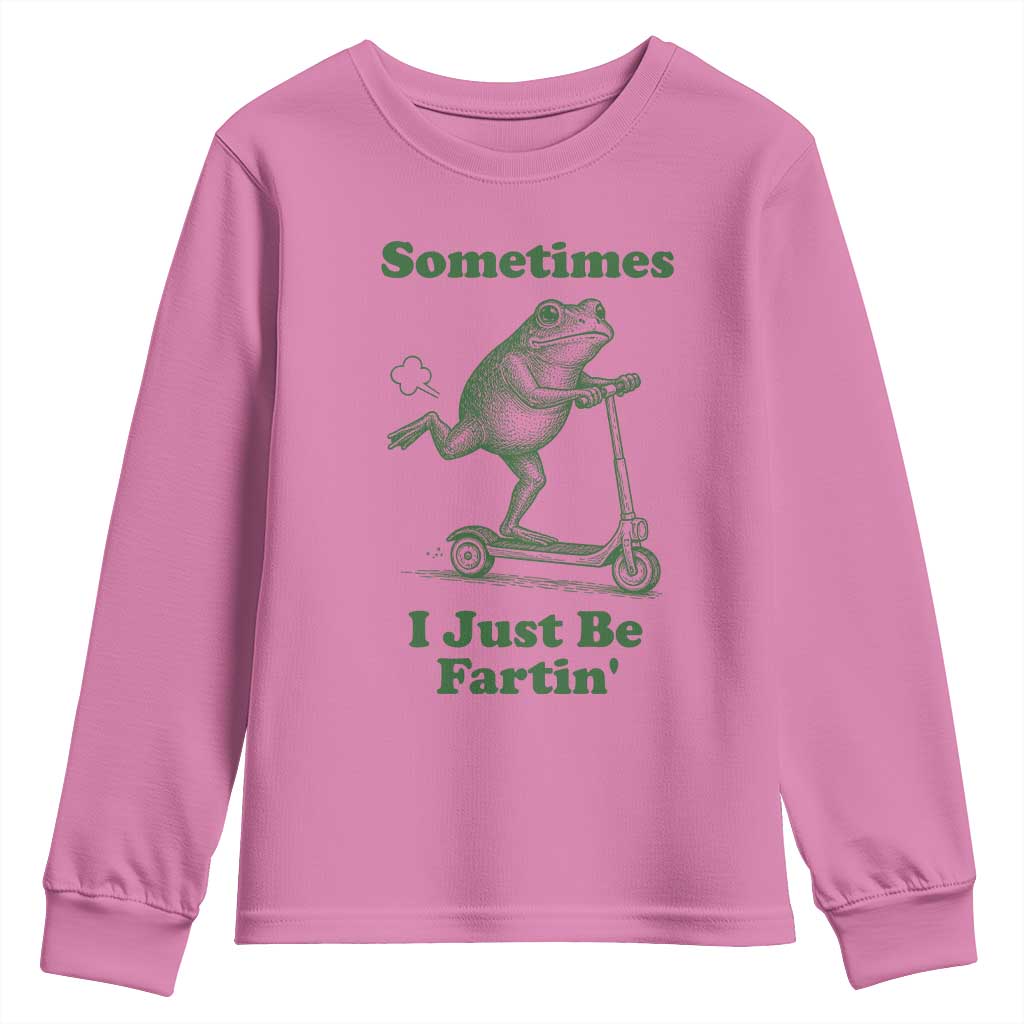Sometimes I Just Be Fartin Youth Sweatshirt Vintage 90s Funny Frog Meme Unhinged Gag Gift - Wonder Print Shop
