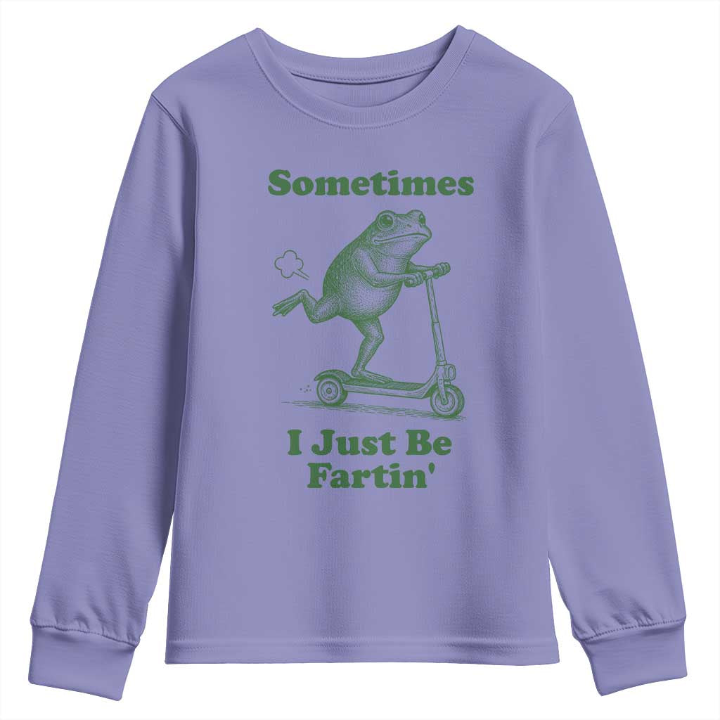 Sometimes I Just Be Fartin Youth Sweatshirt Vintage 90s Funny Frog Meme Unhinged Gag Gift - Wonder Print Shop