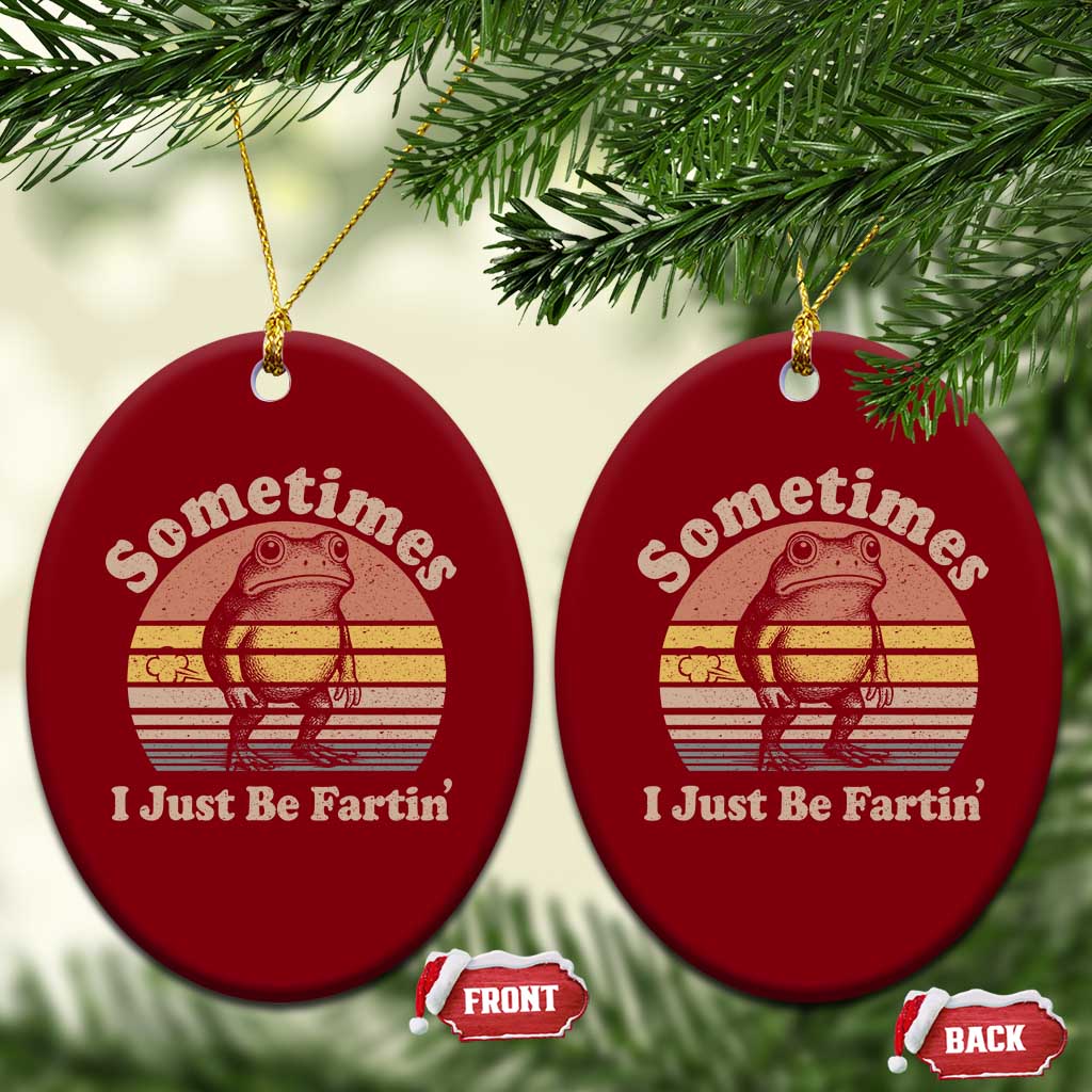 Sometimes I Just Be Fartin Frog Ceramic Ornament Funny Silly Unhinged Meme Vintage - Wonder Print Shop