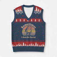 Sometimes I Just Be Fartin Frog V-Neck Knit Sweater Vest Funny Silly Unhinged Meme Vintage - Wonder Print Shop