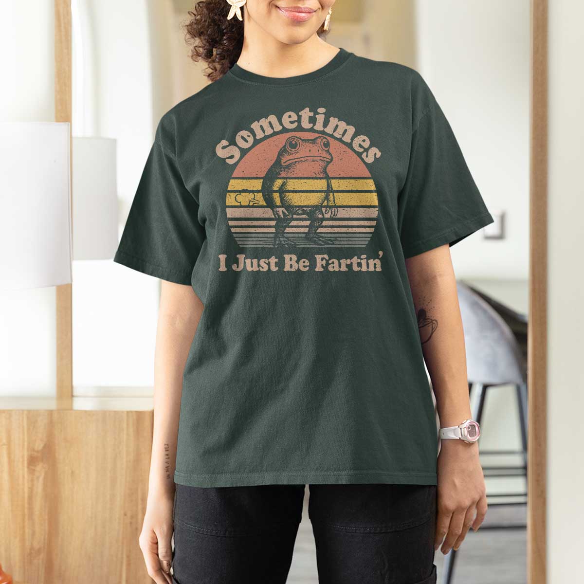 Sometimes I Just Be Fartin Frog T Shirt For Women Funny Silly Unhinged Meme Vintage - Wonder Print Shop