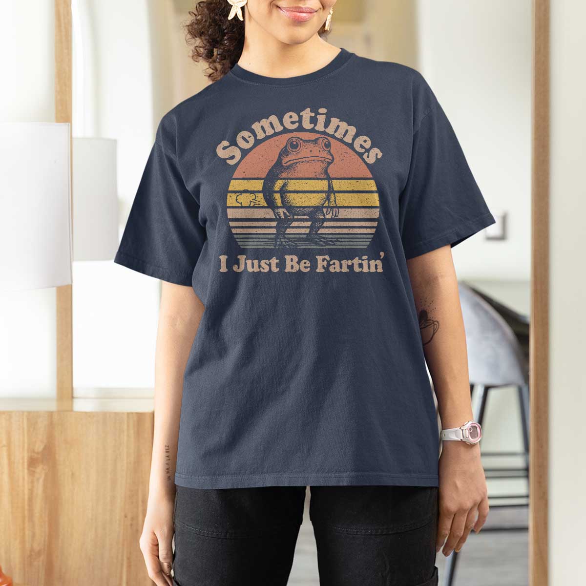 Sometimes I Just Be Fartin Frog T Shirt For Women Funny Silly Unhinged Meme Vintage - Wonder Print Shop