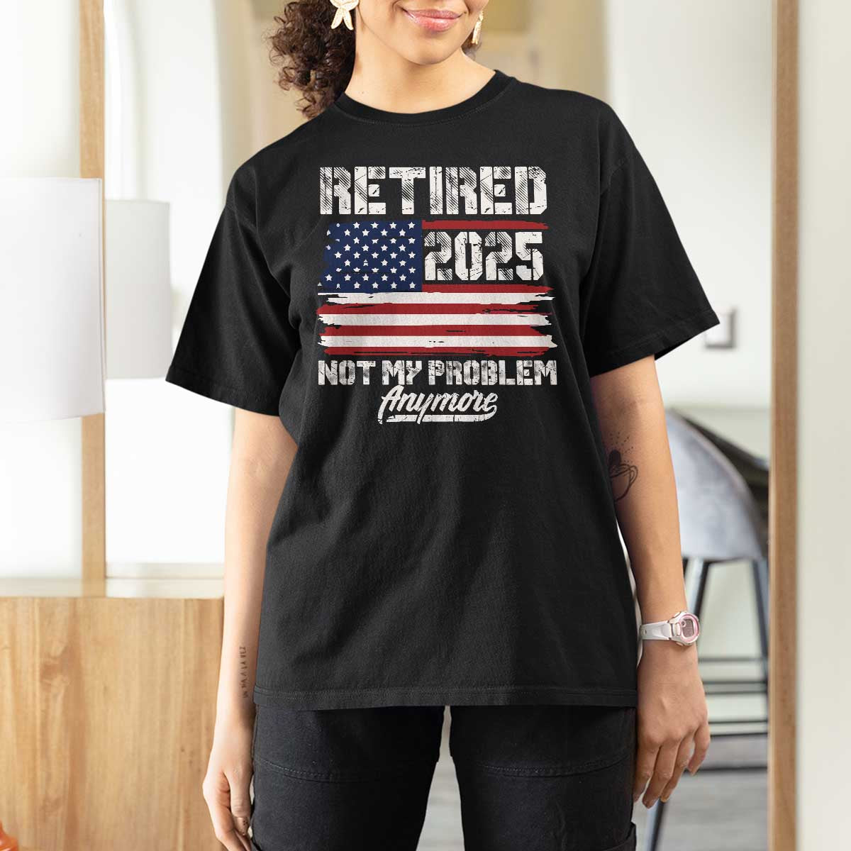 Vintage Retired 2025 T Shirt For Women Not My Problem Anymore American Flag TS10