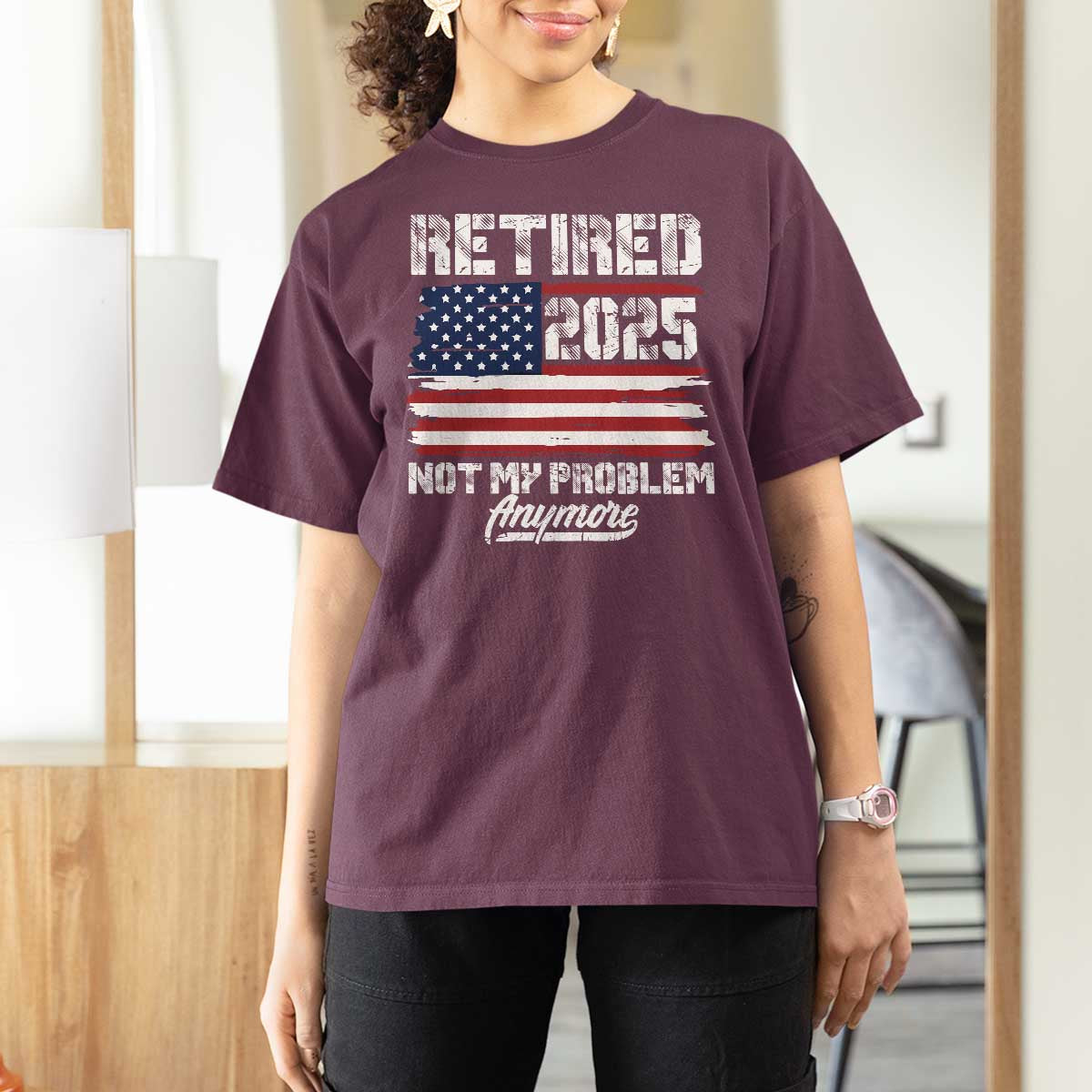 Vintage Retired 2025 T Shirt For Women Not My Problem Anymore American Flag TS10