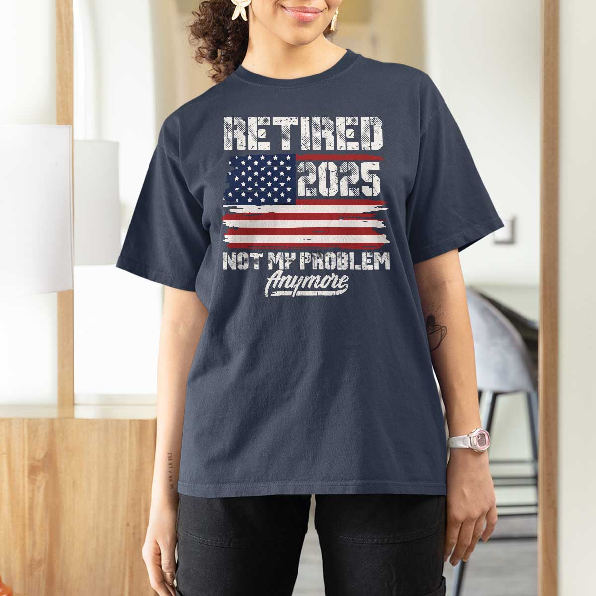 Vintage Retired 2025 T Shirt For Women Not My Problem Anymore American Flag TS10
