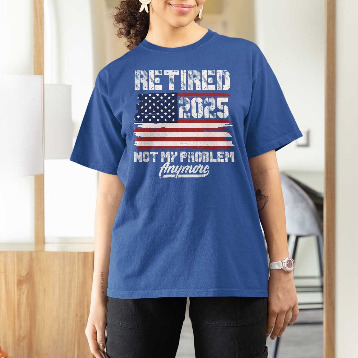 Vintage Retired 2025 T Shirt For Women Not My Problem Anymore American Flag TS10