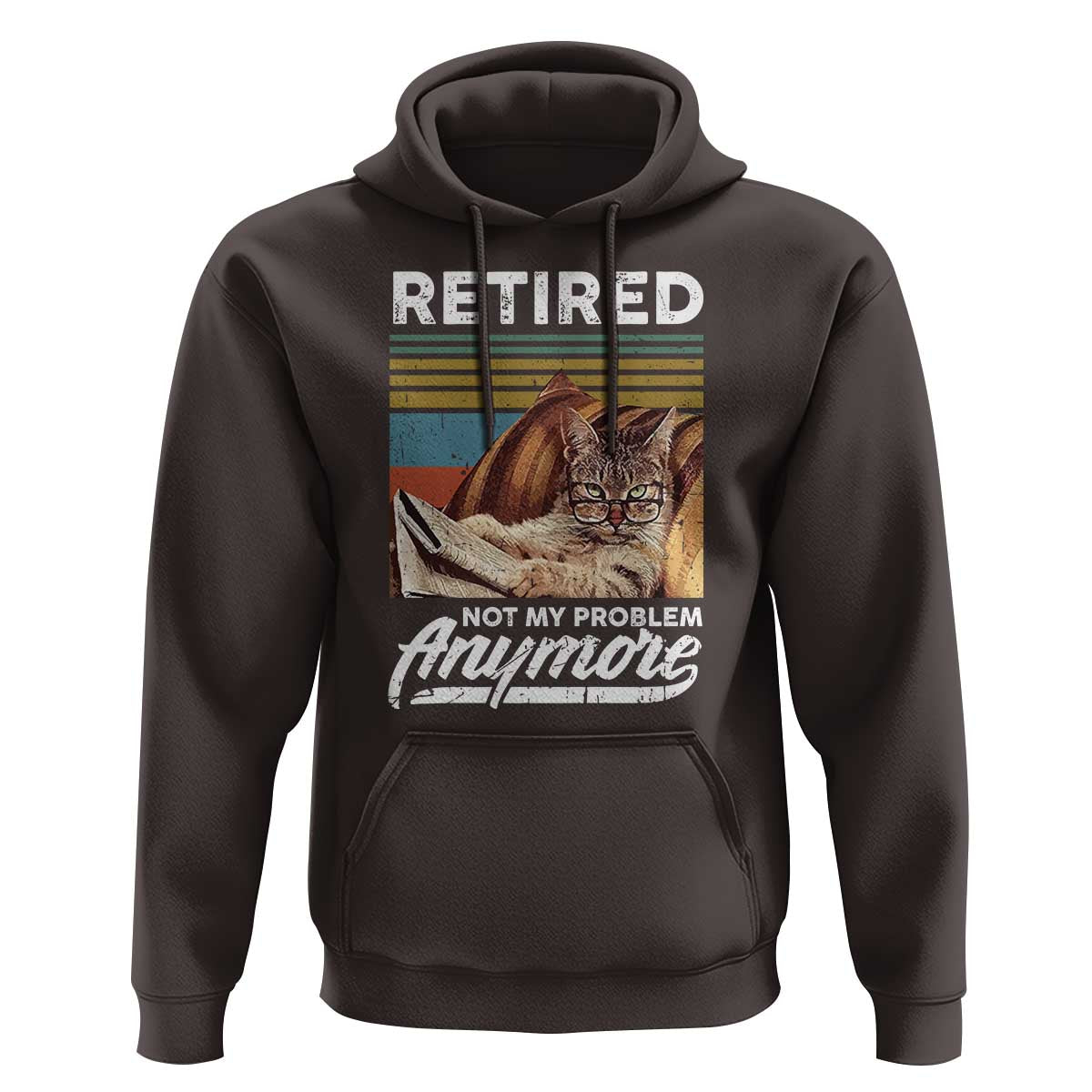 Funny Cat Retired Hoodie Not My Problem Anymore 90s Vintage Style