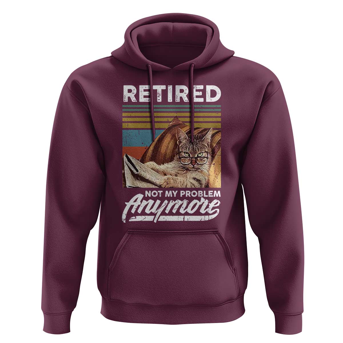 Funny Cat Retired Hoodie Not My Problem Anymore 90s Vintage Style