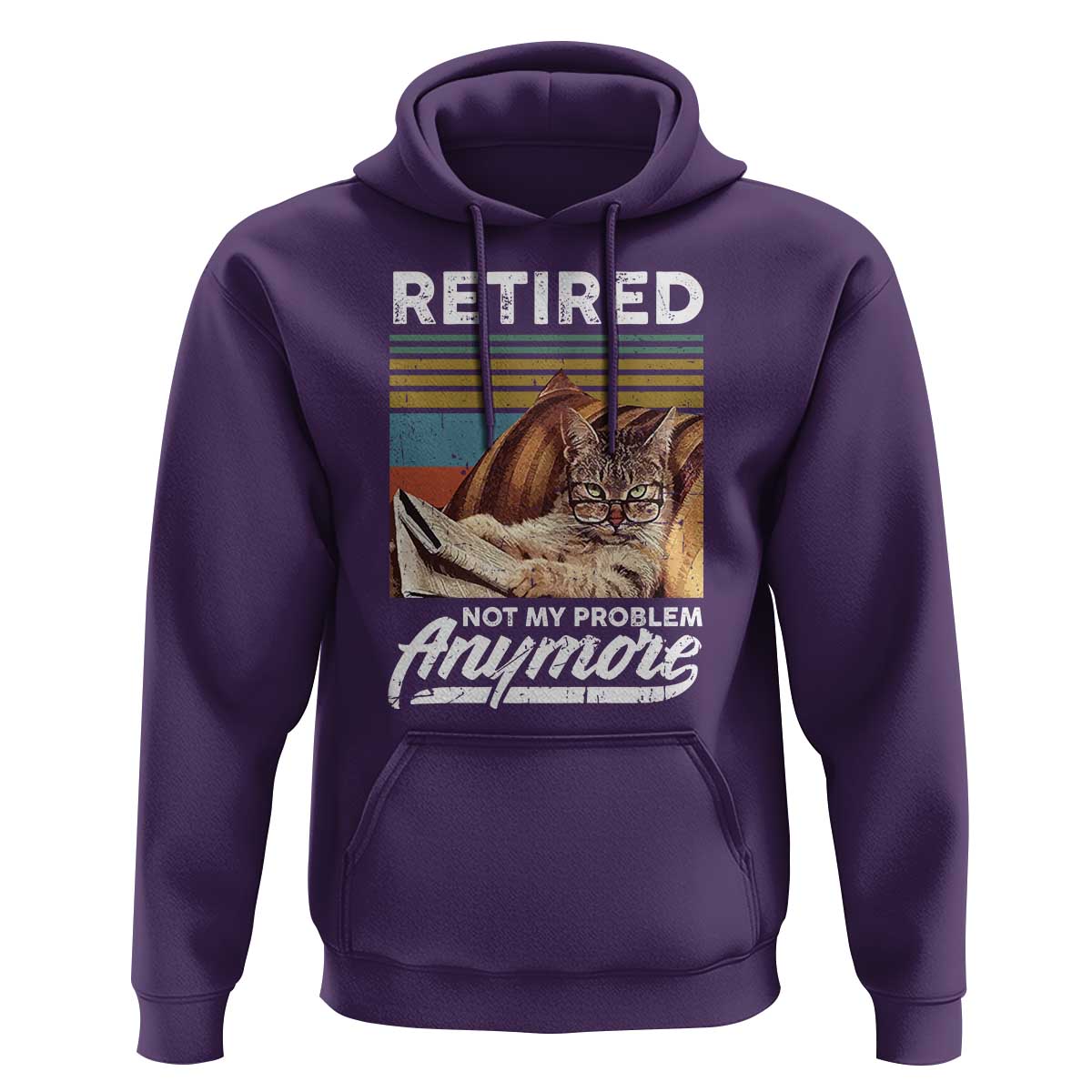 Funny Cat Retired Hoodie Not My Problem Anymore 90s Vintage Style