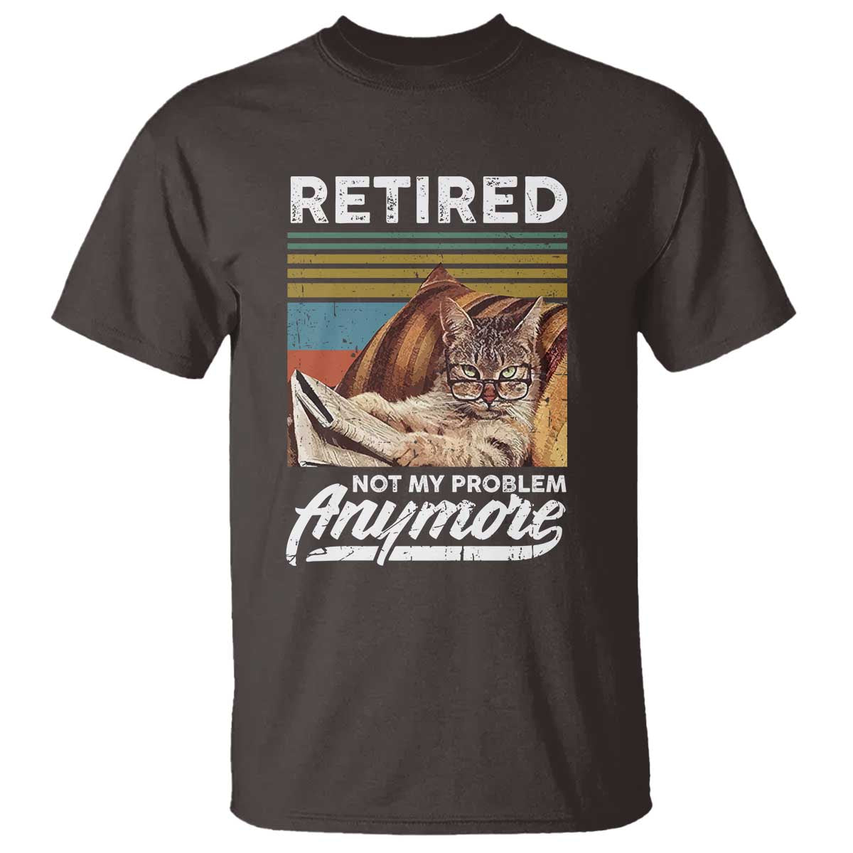 Funny Cat Retired T Shirt Not My Problem Anymore 90s Vintage Style