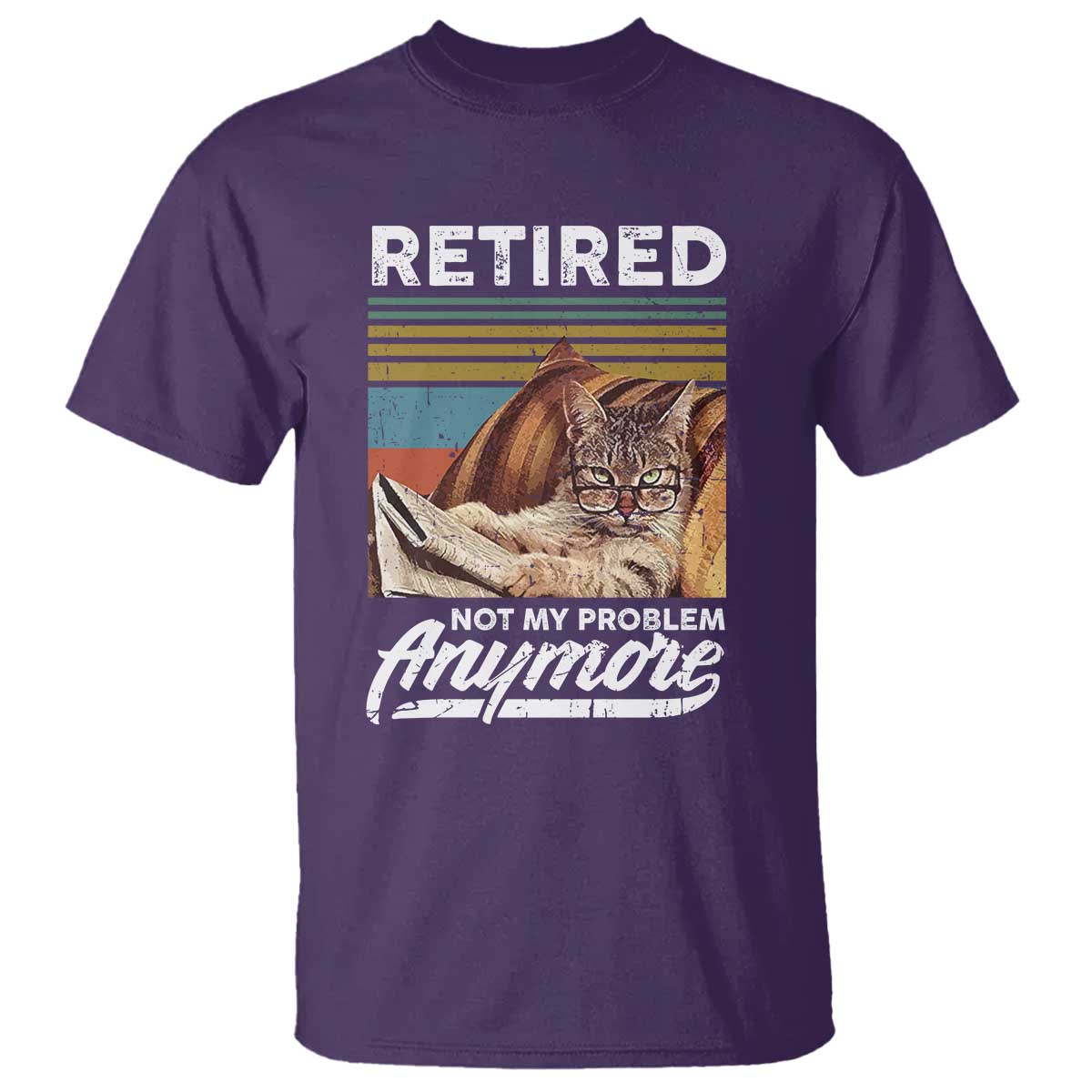 Funny Cat Retired T Shirt Not My Problem Anymore 90s Vintage Style