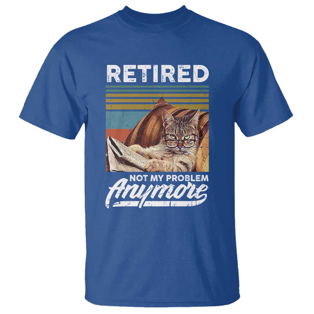 Funny Cat Retired T Shirt Not My Problem Anymore 90s Vintage Style
