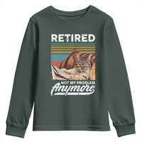 Funny Cat Retired Youth Sweatshirt Not My Problem Anymore 90s Vintage Style