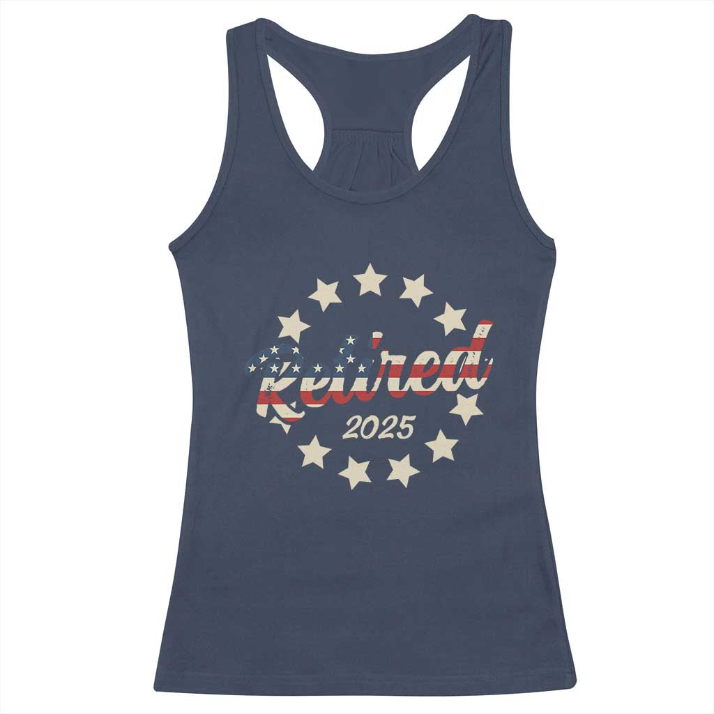 Retired 2025 Racerback Tank Top Retirement Gifts American Flag