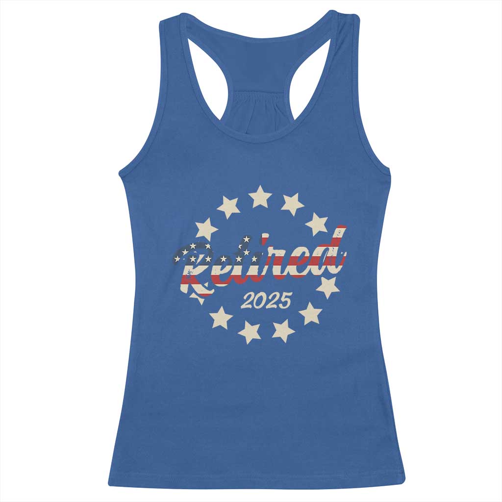 Retired 2025 Racerback Tank Top Retirement Gifts American Flag