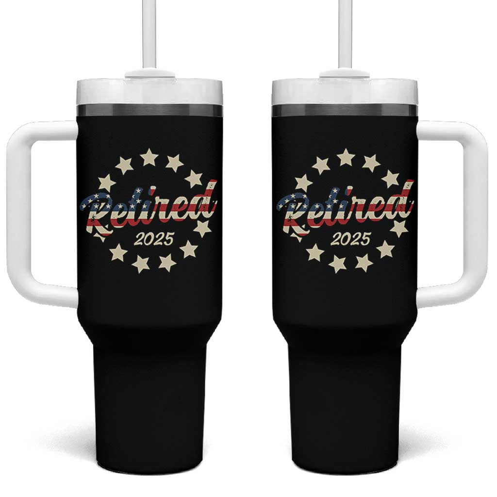 Retired 2025 Tumbler With Handle Retirement Gifts American Flag