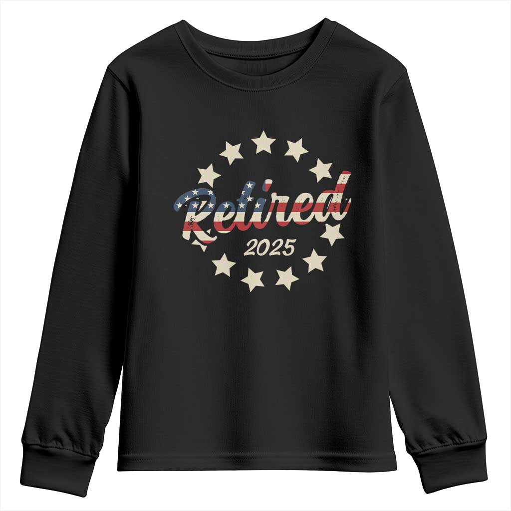 Retired 2025 Youth Sweatshirt Retirement Gifts American Flag