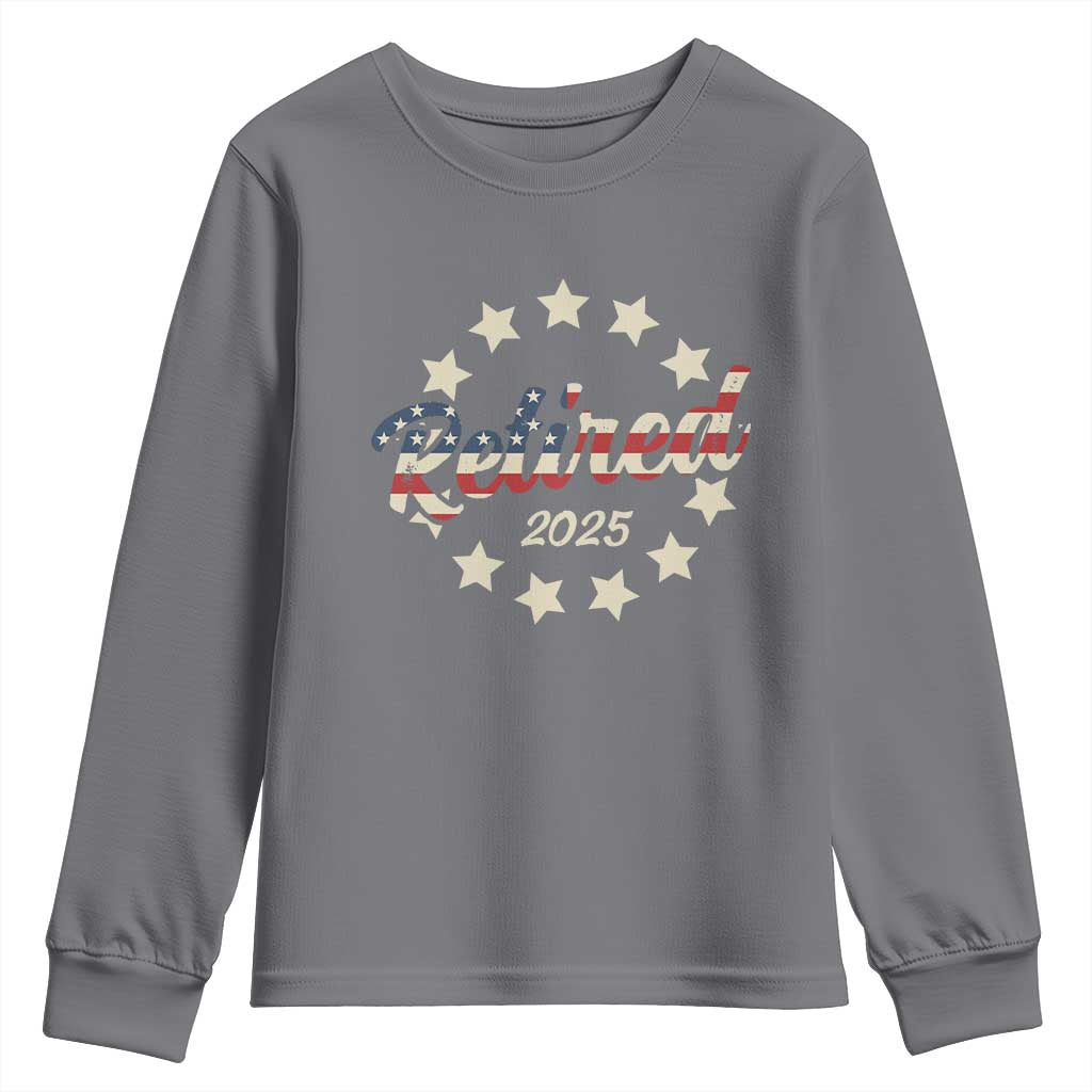 Retired 2025 Youth Sweatshirt Retirement Gifts American Flag
