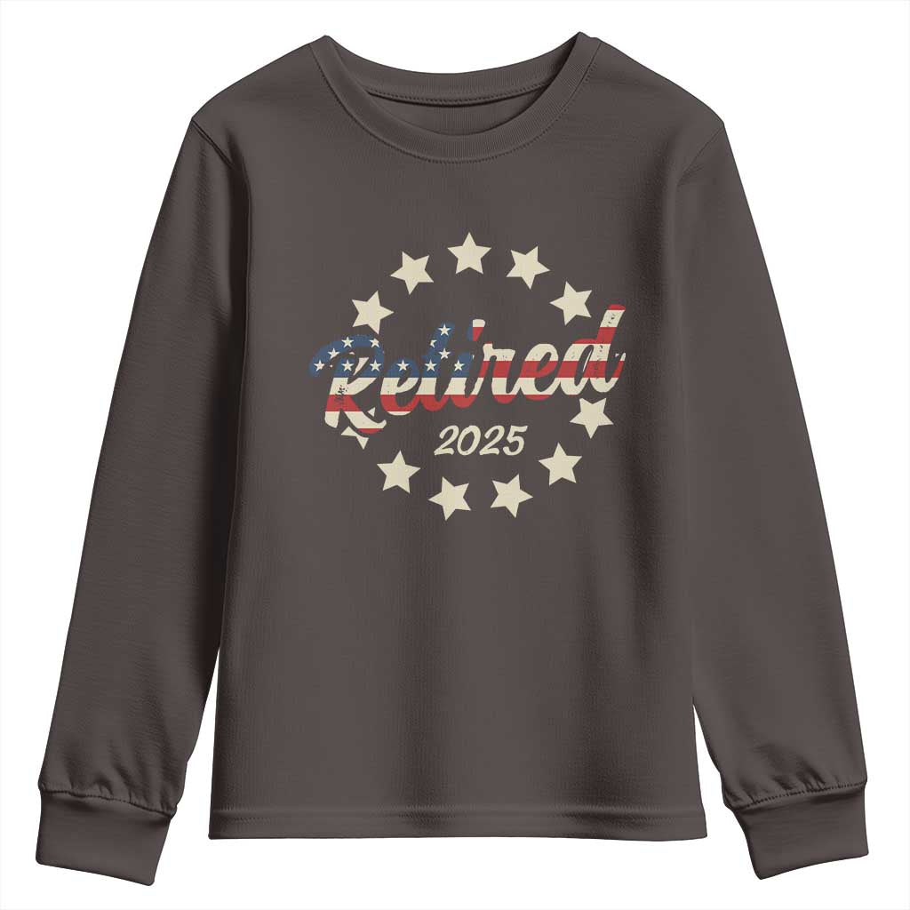 Retired 2025 Youth Sweatshirt Retirement Gifts American Flag