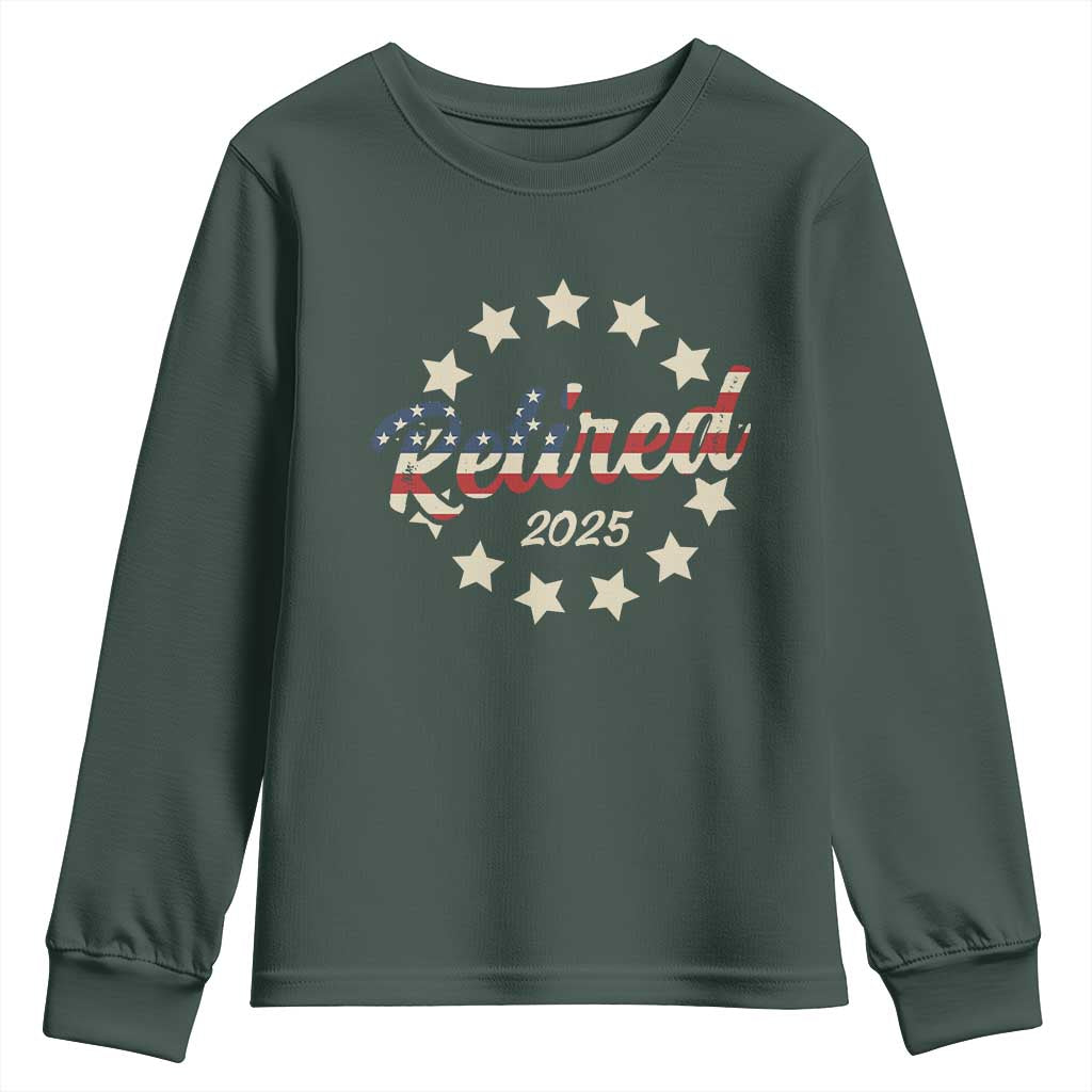 Retired 2025 Youth Sweatshirt Retirement Gifts American Flag