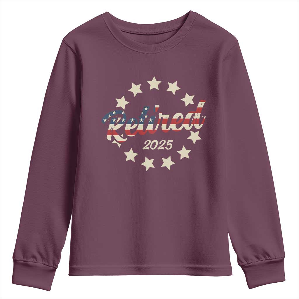 Retired 2025 Youth Sweatshirt Retirement Gifts American Flag