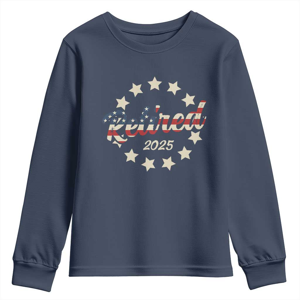 Retired 2025 Youth Sweatshirt Retirement Gifts American Flag